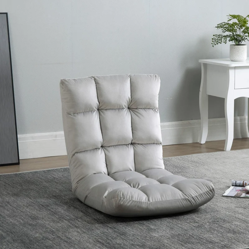 HOMCOM – 3-in-1-Bodenstuhl mit 13-fach verstellbarer Rückenlehne, 55 × 71 × 53,5 cm, Grau